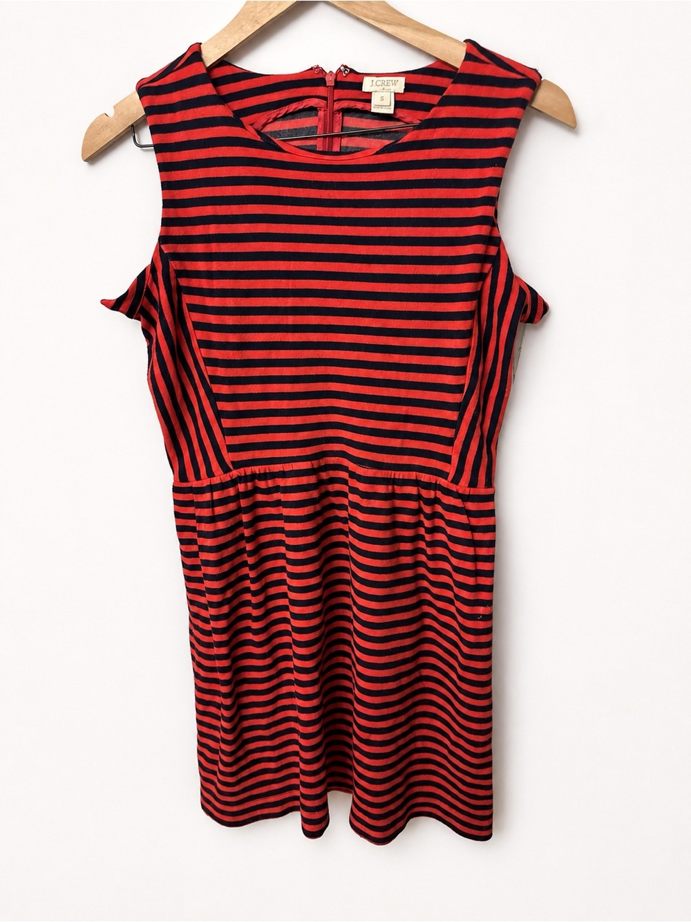 J. Crew Red and Black Striped Sleeveless Knit Dress Women’s Small